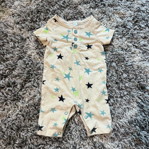 Okie Dokie Romper Baby Boy Gender Neutral Newborn Infant Star Print Shortalls - Picture 1 of 5